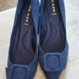 Anne Klein Navy Blue Suede Flats